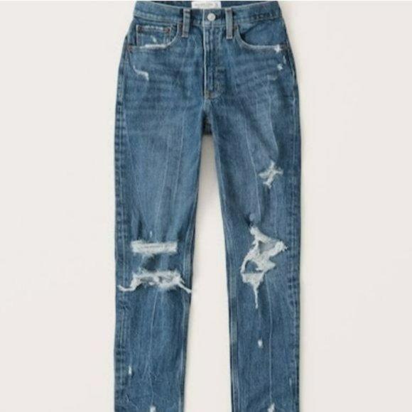 Abercrombie & Fitch Womens High Rise Mom Jeans Dark Wash Size 37 - Picture 10 of 10